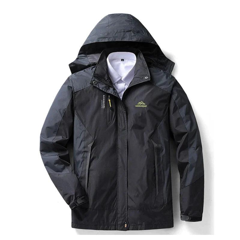 Women's waterproof rain jacket relaxed fit with adjustable hood and zipper pockets for commuters