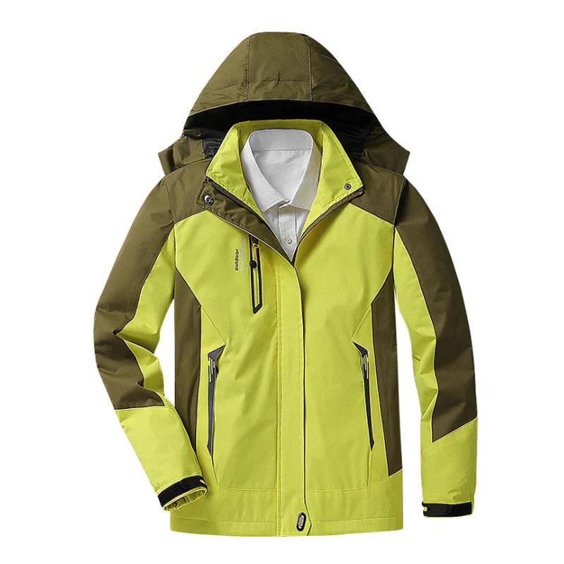 Danielle women's hooded waterproof ski jacket in neutral tone with ultra-dry snow protection