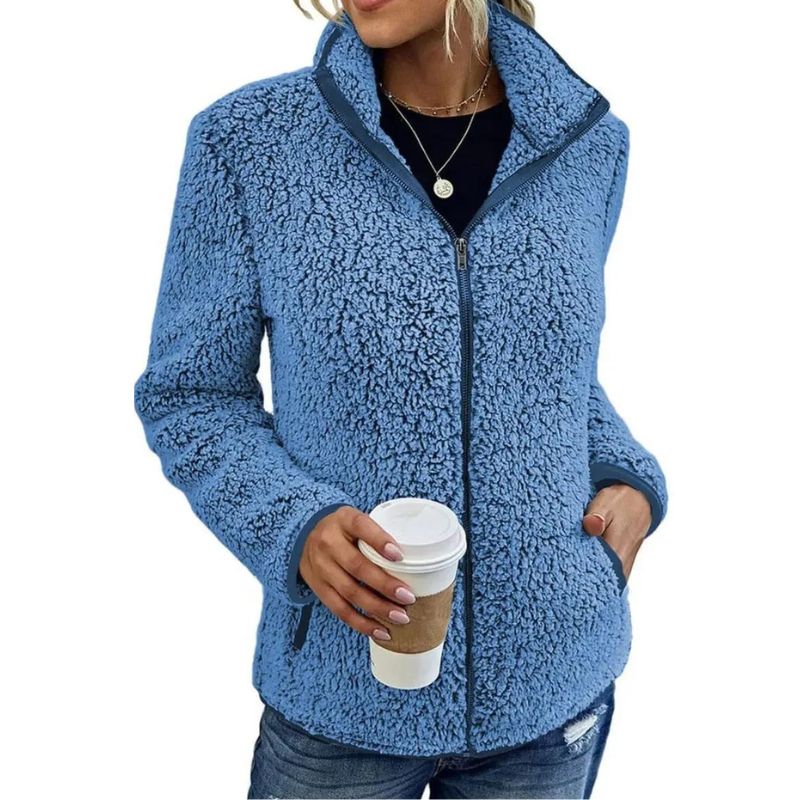 Women's cozy fleece jacket soft warm fabric everyday casual style versatile easy care durable fit