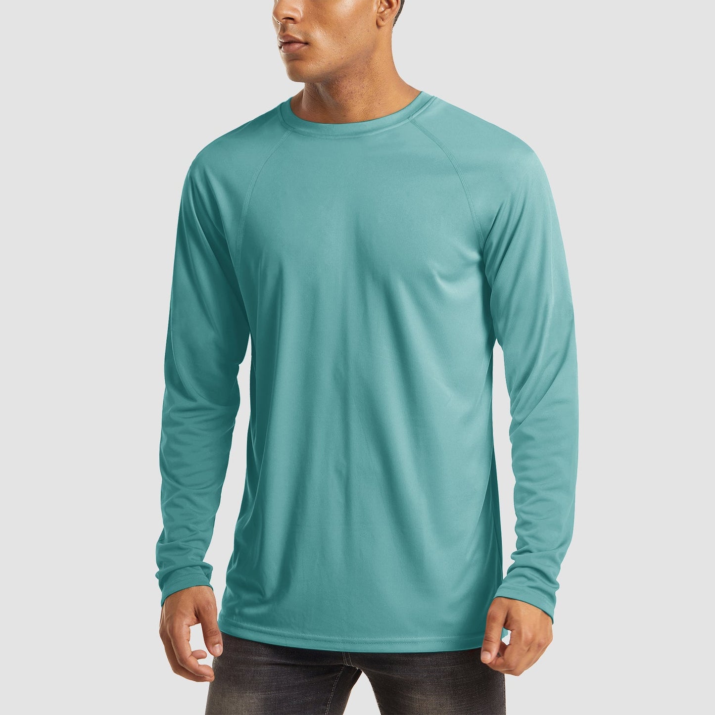 Men's UPF 50+ quick-dry hiking shirt, lightweight polyester with flatlock seams for sun protection