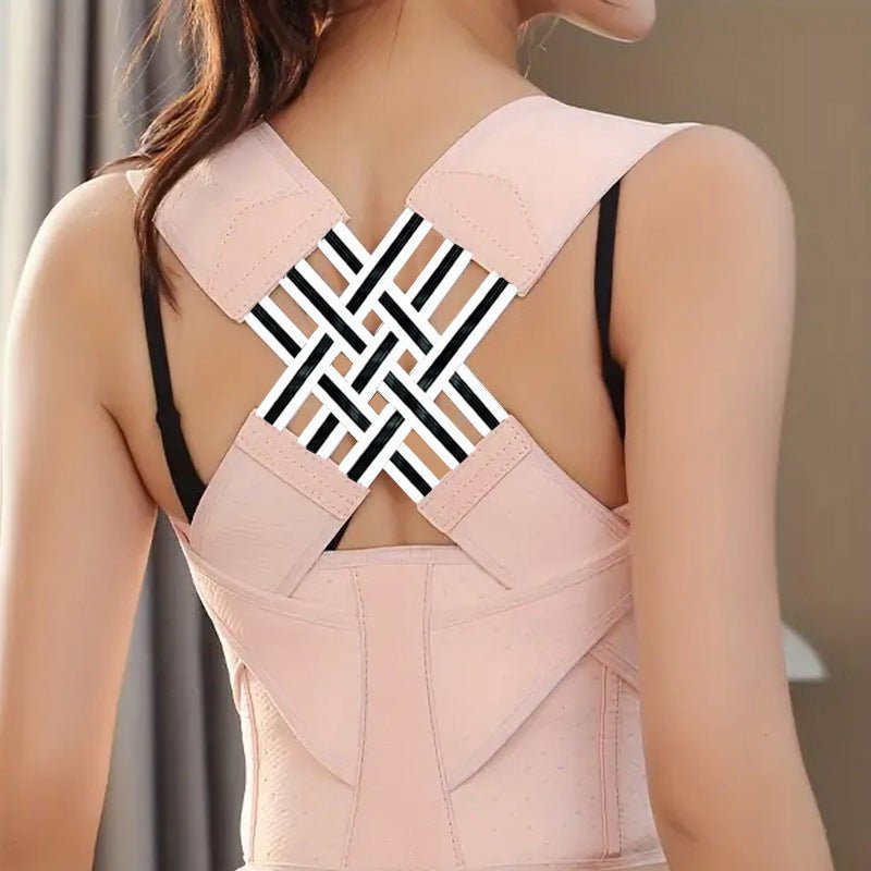 Unisex cross-back posture brace with wide lumbar belt for shoulder and lower back support