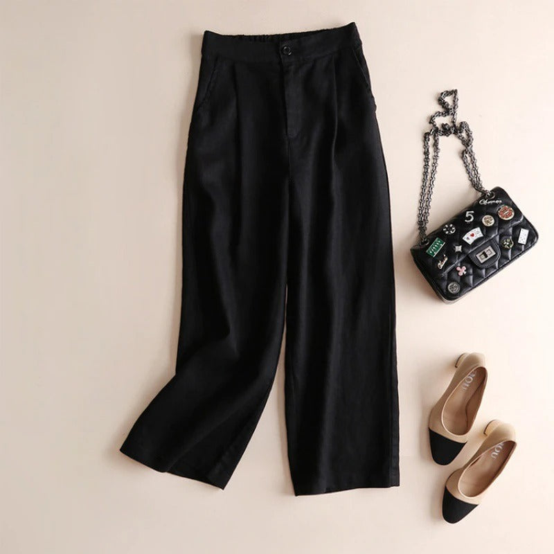 Relaxed-fit Tencel linen dress pants neutral tailored silhouette with fluid drape for professionals