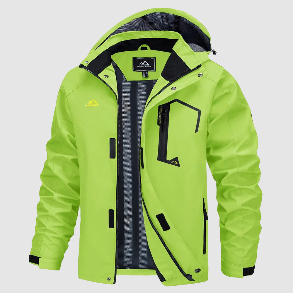 Men's lightweight waterproof hiking jacket windproof all-weather protection with sealed seams