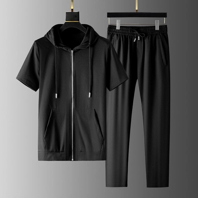 Roberto Russo Noir lounge set black white premium cotton relaxed fit coordinated two-piece ensemble