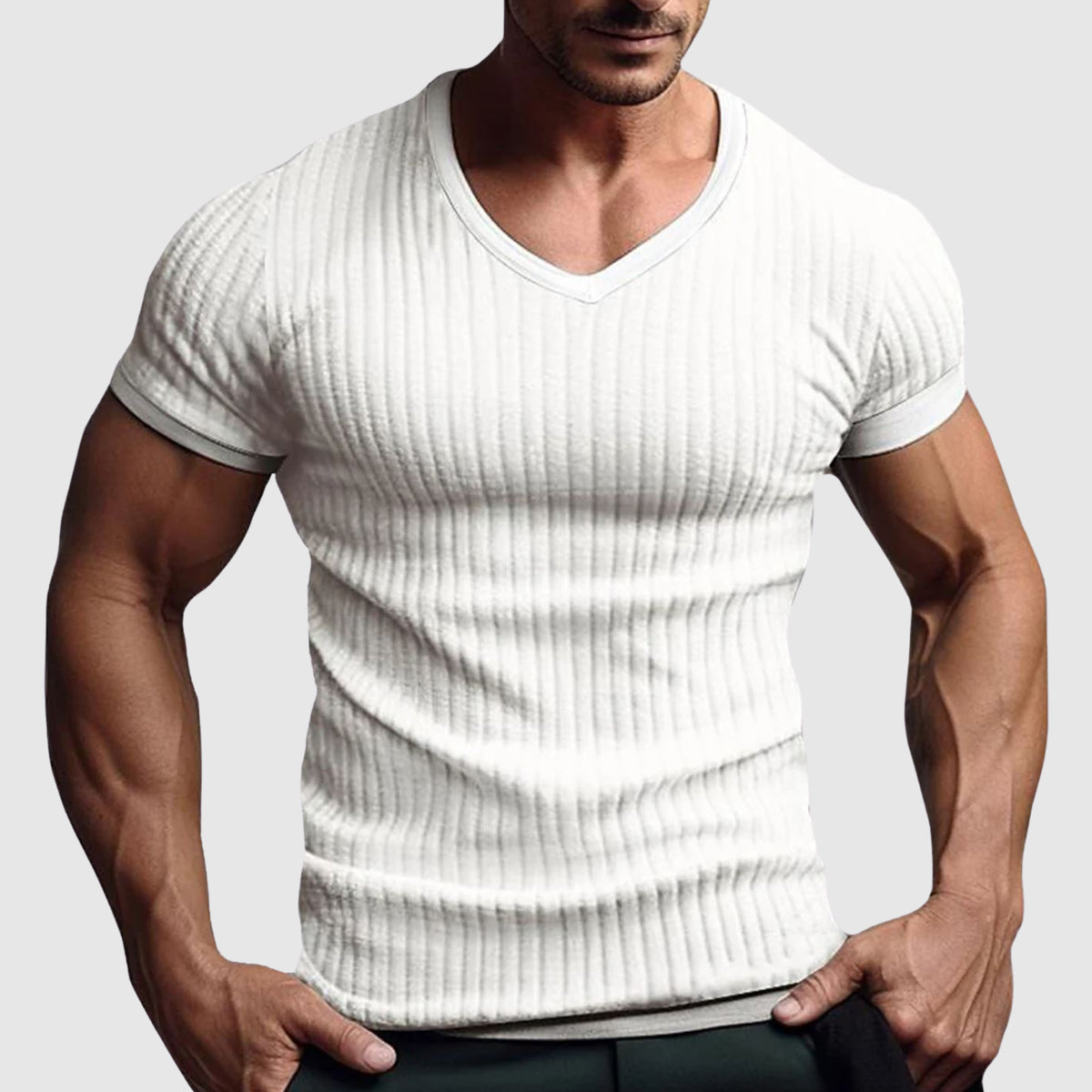 Alessandro Veneti slim fit striped poly-blend tee in modern urban colorway for professionals