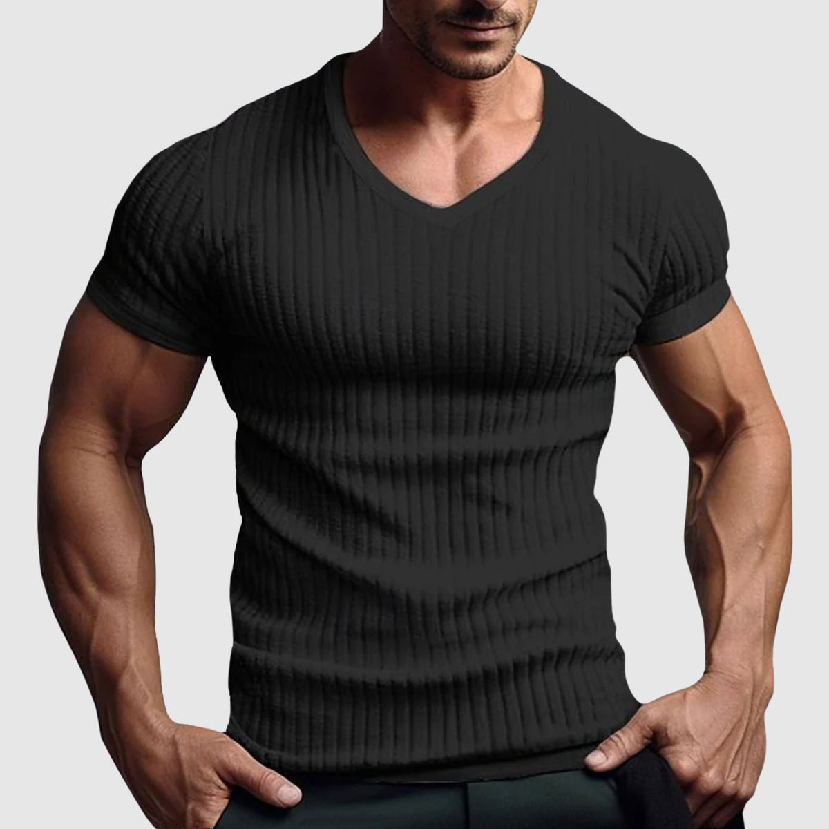 Alessandro Veneti slim fit striped poly-blend tee in modern urban style for professionals