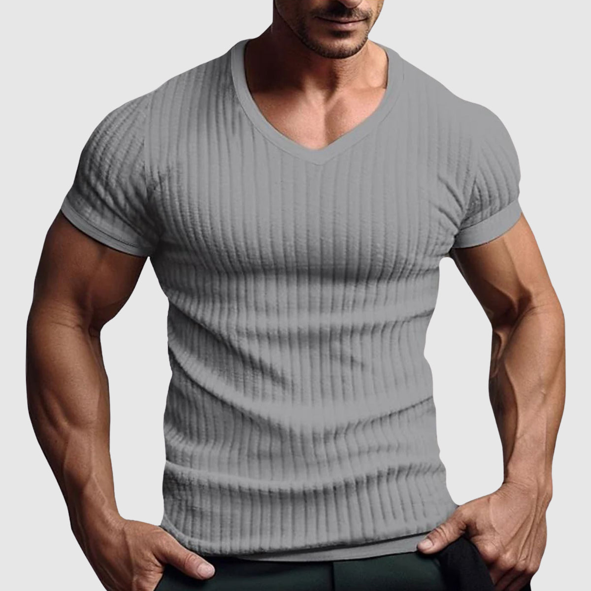 Alessandro Veneti slim fit striped poly-blend tee for modern professionals sharp casual style