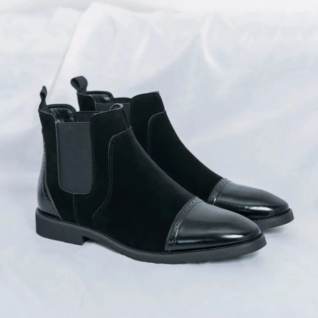 Men's dual-tone Chelsea boots sleek ankle cut breathable lining durable grip sole confident style