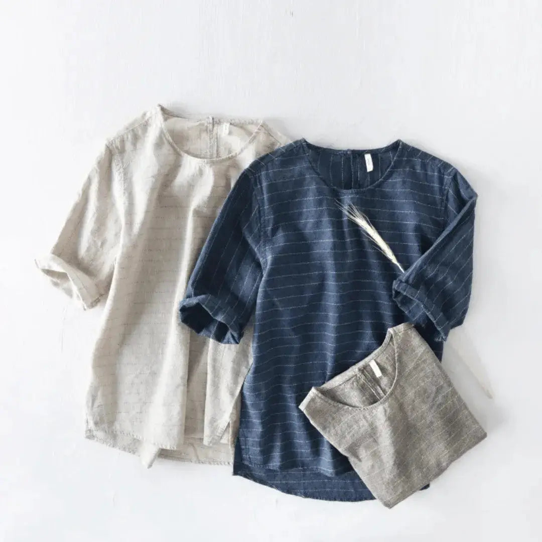 Géneva unisex linen cotton tee slim fit classic round neck everyday soft durable staple