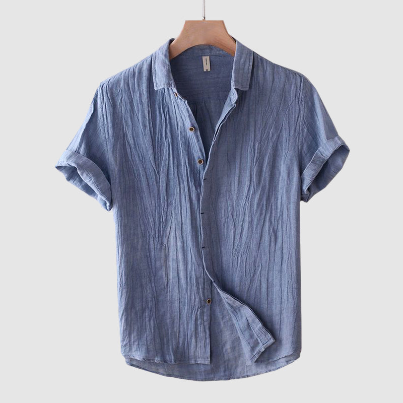 Theodore Willow Bologna light linen short-sleeve shirt turn-down collar beach summer style