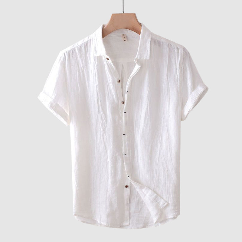 Theodore Willow Bologna men's linen shirt short sleeve turn-down collar lightweight breathable beach style