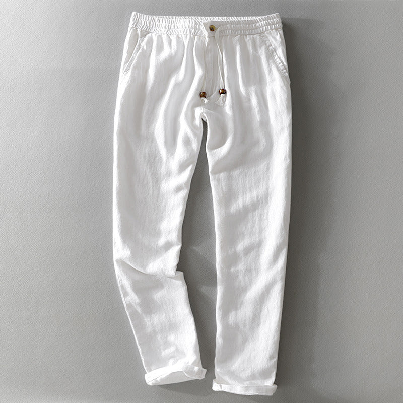 Men's relaxed fit drawstring trousers breathable fabric adjustable elastic waistband everyday comfort