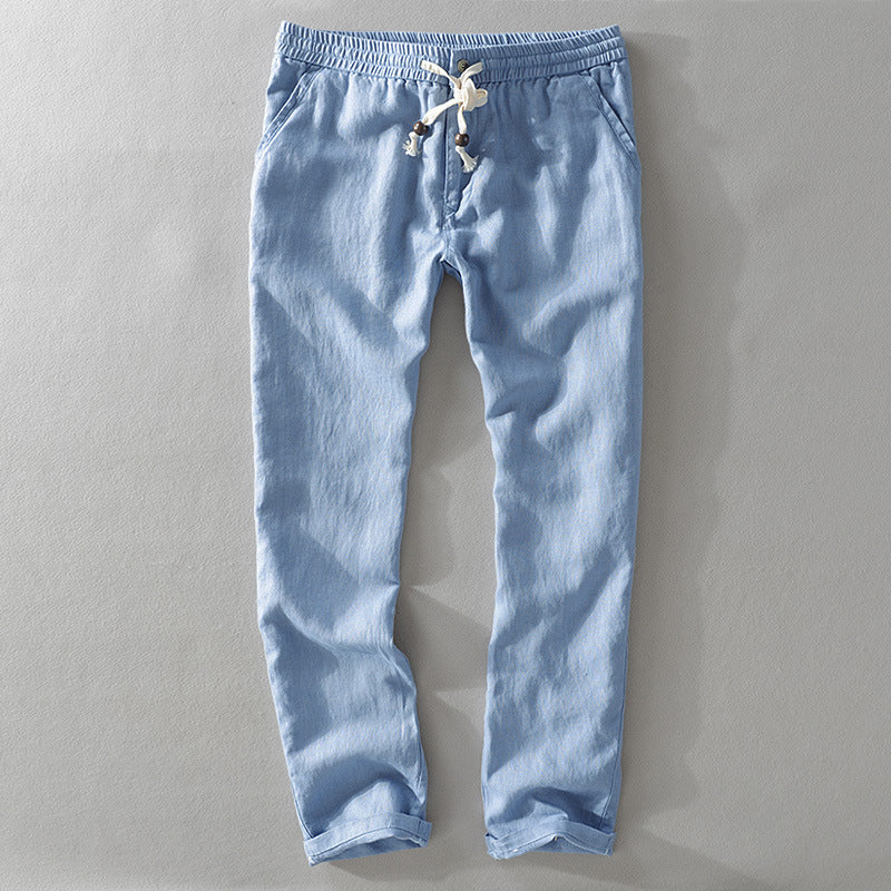 Men's relaxed fit drawstring trousers breathable fabric adjustable elastic waistband everyday comfort