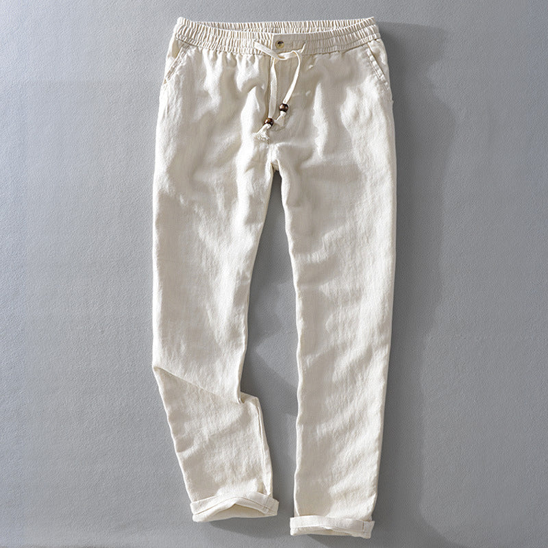 Men's relaxed fit drawstring trousers breathable fabric adjustable elastic waistband everyday comfort