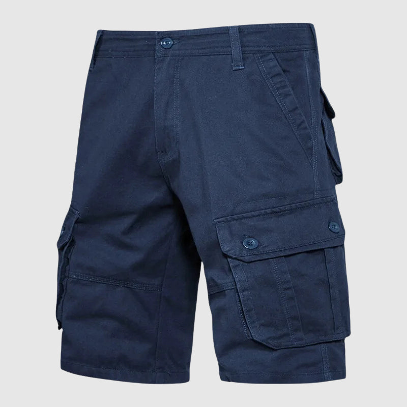 Men's cotton cargo shorts rugged military-style utility fit with multiple pockets breathable summer wear