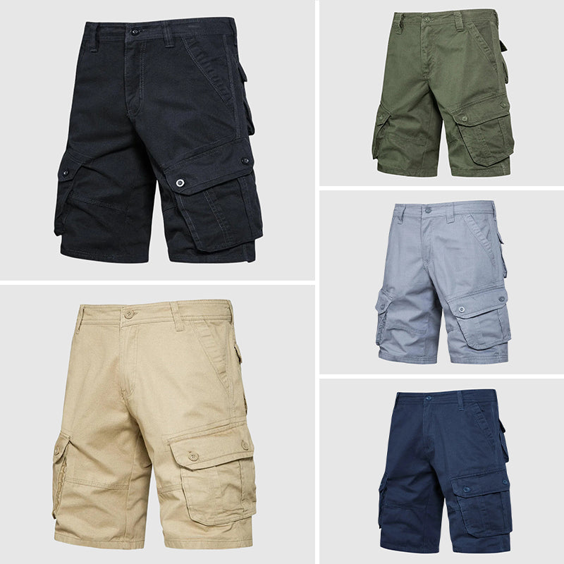 Men's cotton cargo shorts rugged military-style breathable utility with multiple pockets