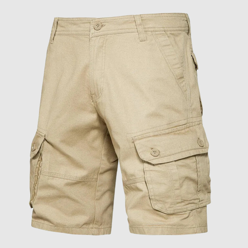 Men's cotton cargo shorts rugged military-style utility fit with multiple pockets breathable summer wear