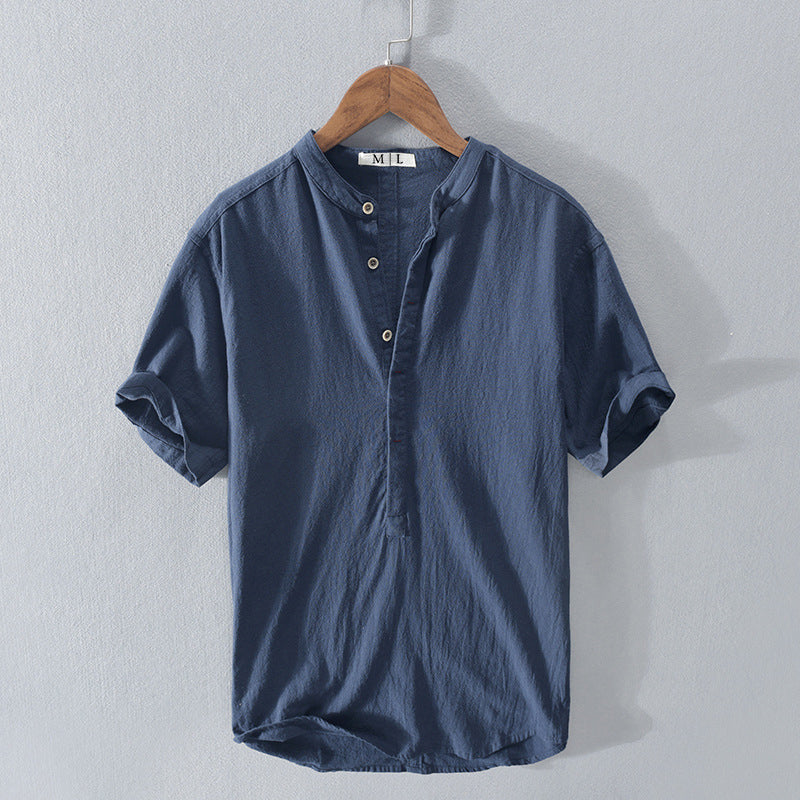 Men's emerald green relaxed fit cotton blend shirt with vacation-ready polished summer style
