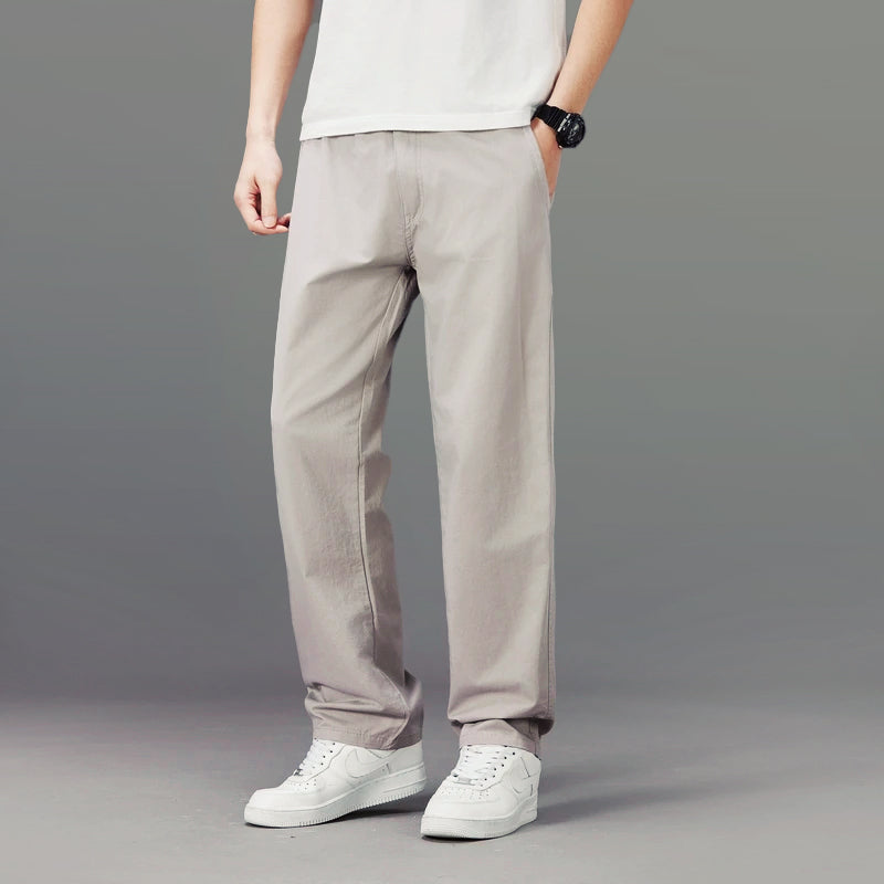 Theodore Willow Firenze beige cotton blend straight-leg relaxed fit casual pants for everyday comfort