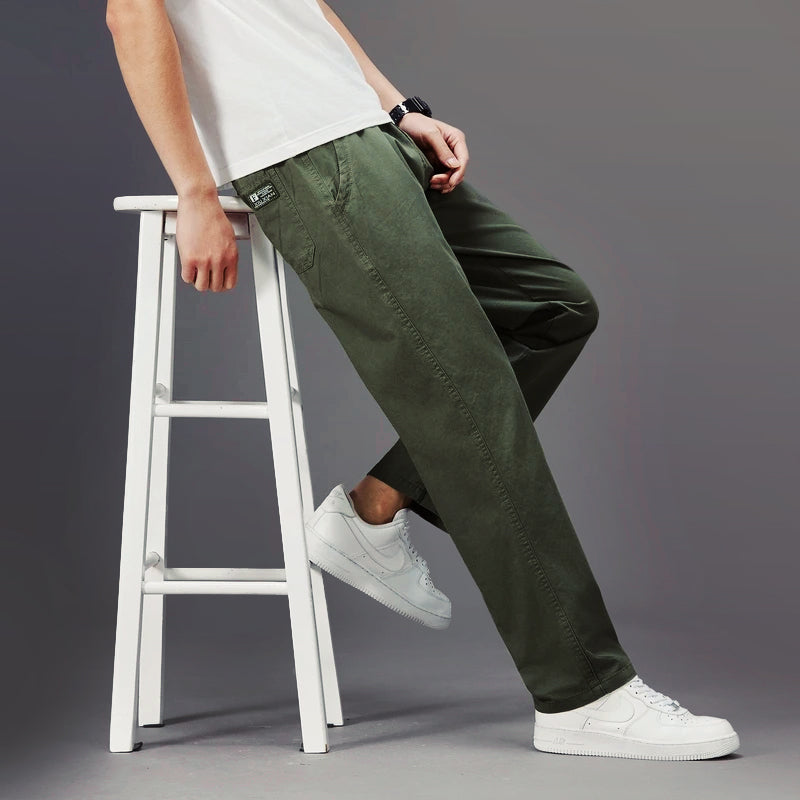 Theodore Willow Firenze beige cotton blend straight-leg relaxed fit casual pants for everyday comfort