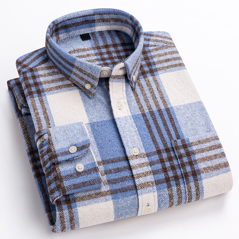 Theodore Willow men's plaid shirt in classic multicolor check, relaxed urban fit with elegant collar