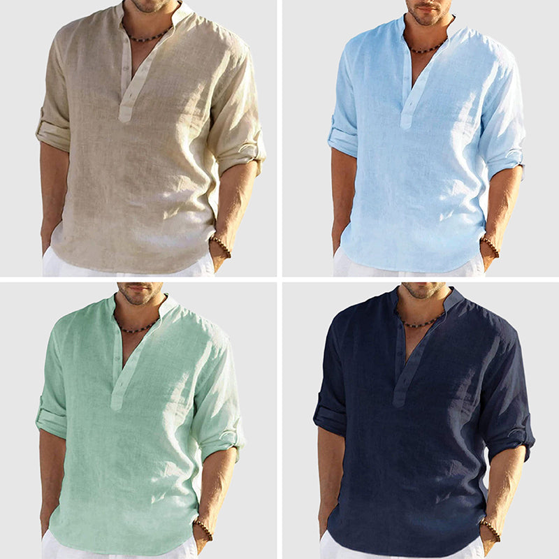 Theodore Willow Perugia unisex linen blend button-down shirt, lightweight breathable cotton for beach to city