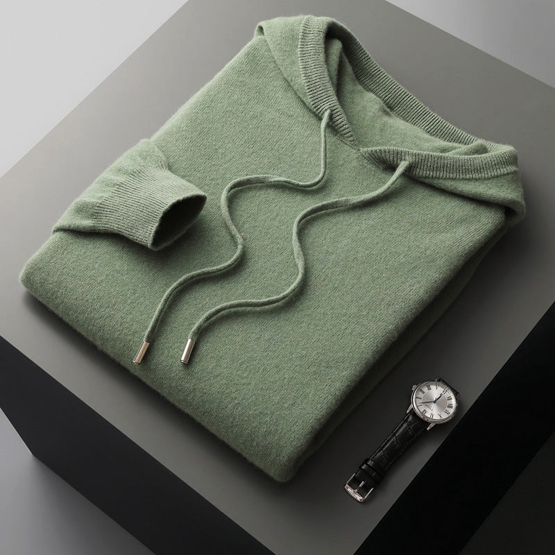 Charcoal merino wool hoodie with relaxed fit and ultra-soft 100% merino knit for all-day comfort