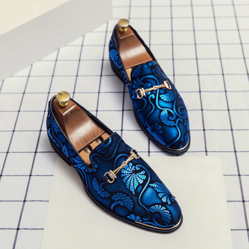 Women's slip-on loafers in purple, blue & golden yellow artificial leather with effortless casual style