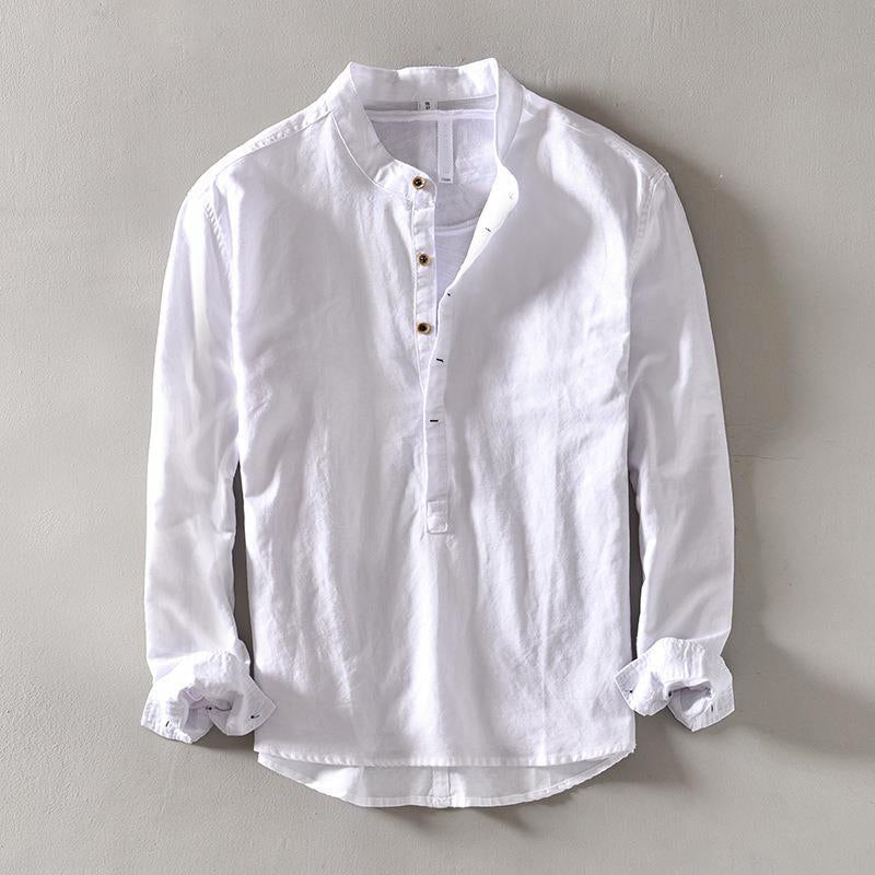 Theodore Willow Sun Haven relaxed fit short sleeve button-down linen cotton vacation shirt