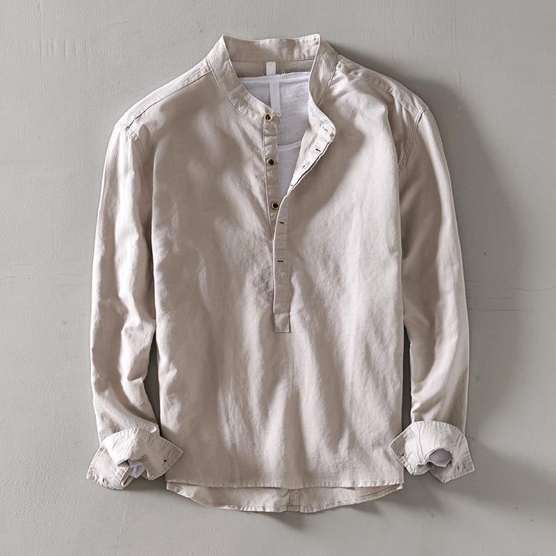 Sun Haven relaxed fit short sleeve button-down shirt in breathable cotton-linen blend for beach days
