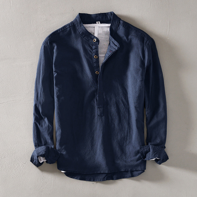 Sun Haven relaxed fit short sleeve button-down shirt in breathable cotton-linen blend for beach days