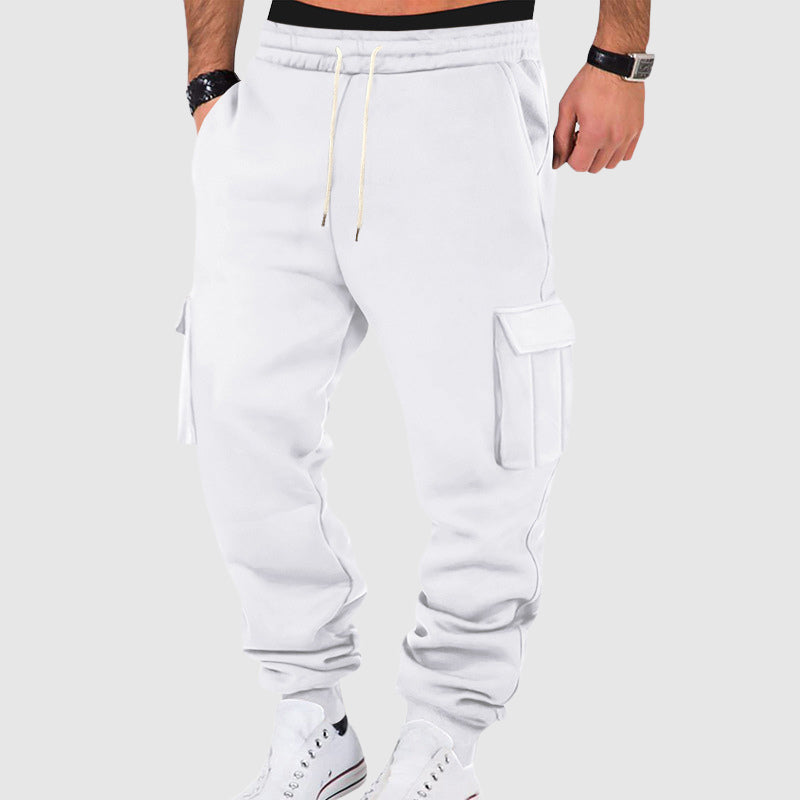 Gray utility fleece pants loose tapered fit with deep utility pockets for cold weather comfort