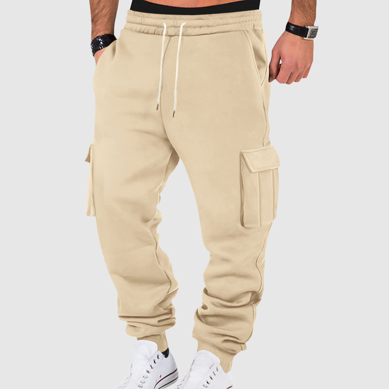 Gray utility fleece pants loose tapered fit deep pockets cold weather comfort streetwear style