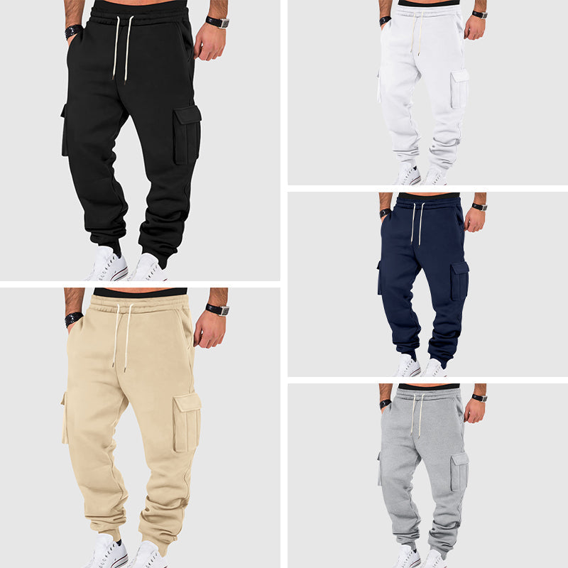 Gray utility fleece pants loose tapered fit with deep pockets for cold weather comfort