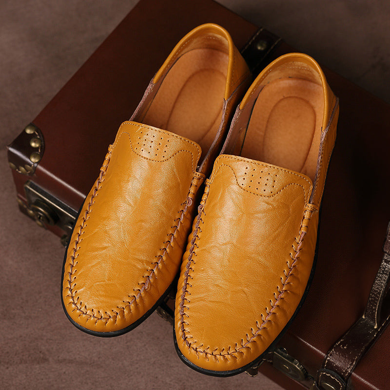 Theodore Willow Vegas men's leather loafers in brown slip-on style with natural grain cowhide upper