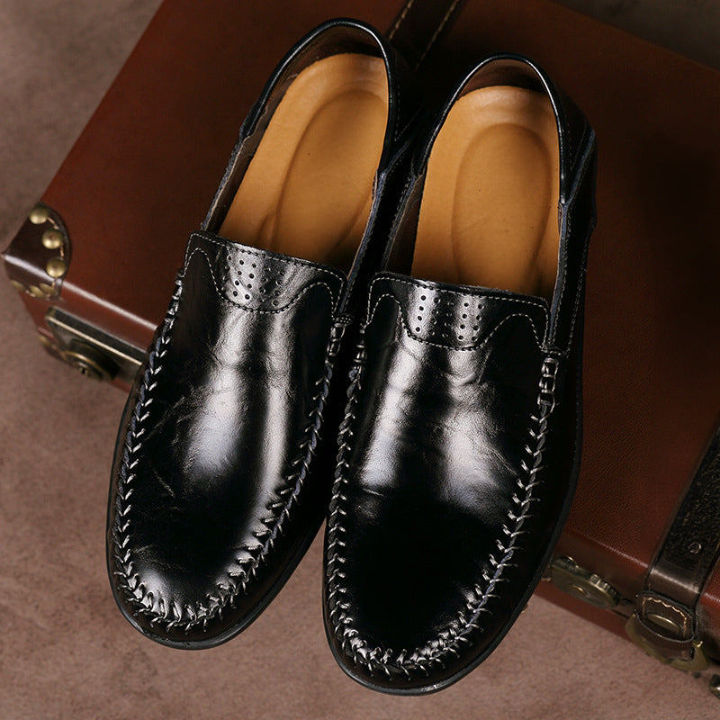 Theodore Willow Vegas men's leather loafers in brown slip-on style with natural grain cowhide upper