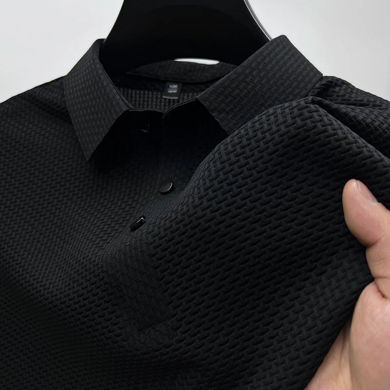 Men's Oliver knitted polo shirt breathable polyester regular fit classic collar year-round versatility