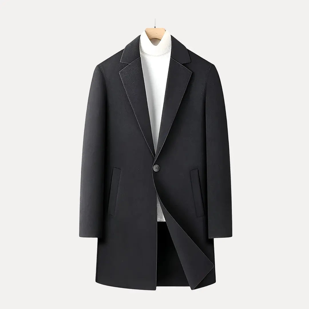 Theodore men's double-sided wool blend tailored coat, versatile reversible outerwear for work and casual wear