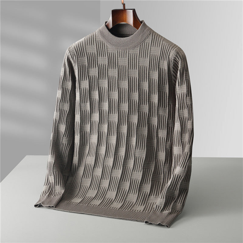 Beige cable knit crewneck sweater with intricate texture, Theodore Willow Fermo everyday essential