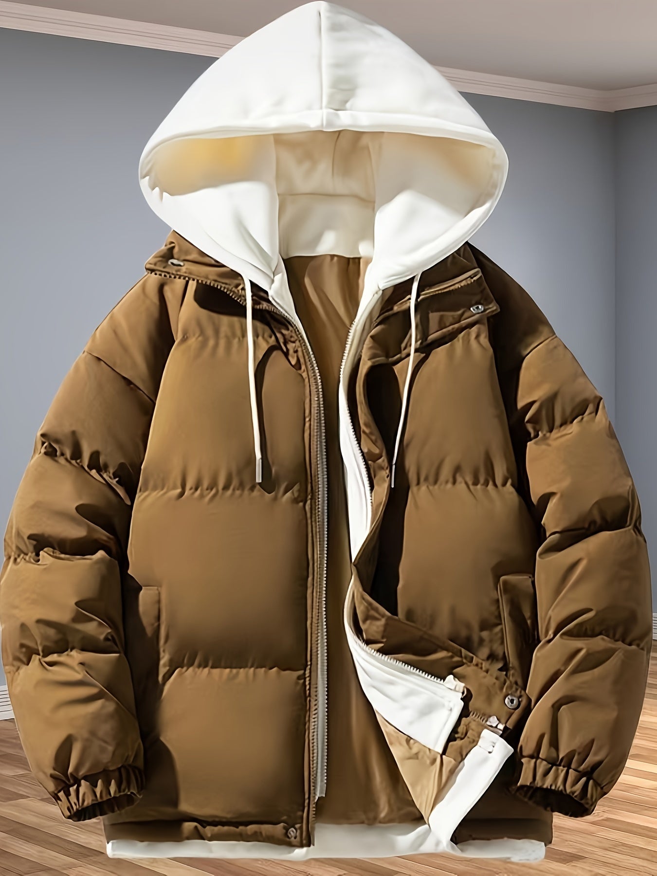 Unisex black thermal winter jacket with hood, double-insulated for extreme cold outdoor wear