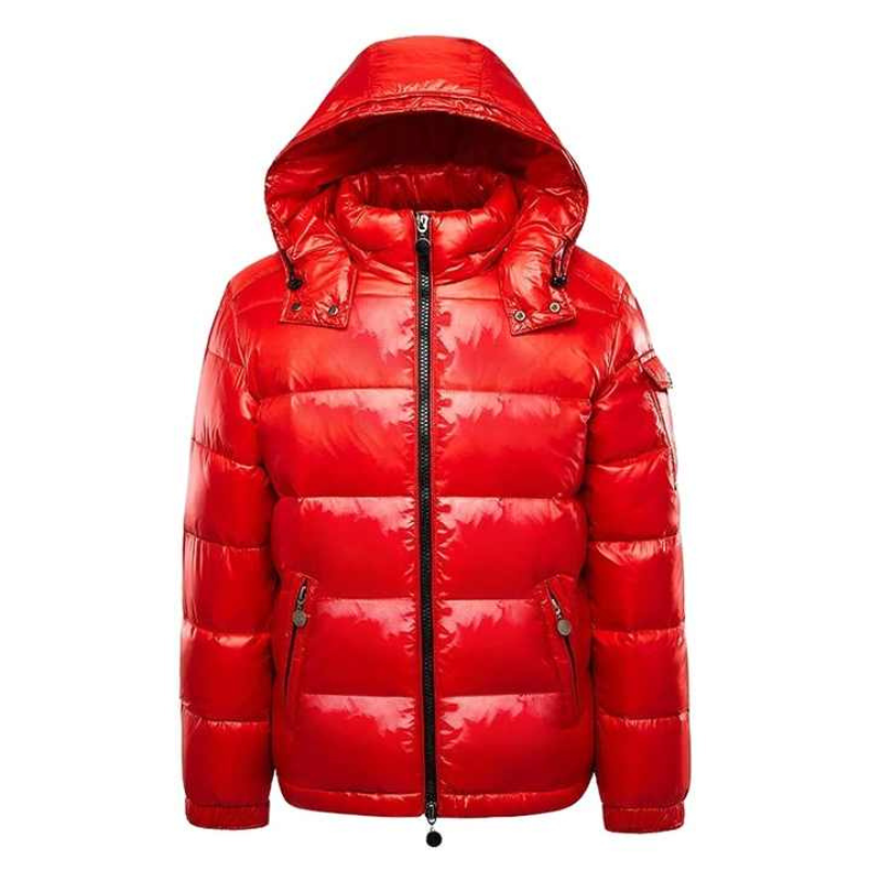 Men's navy quilted hooded jacket full-zip winter coat with channel stitching for everyday warmth
