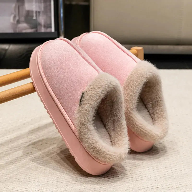 Men's cozy warm fur-lined slippers with thick non-slip sole, indoor winter footwear