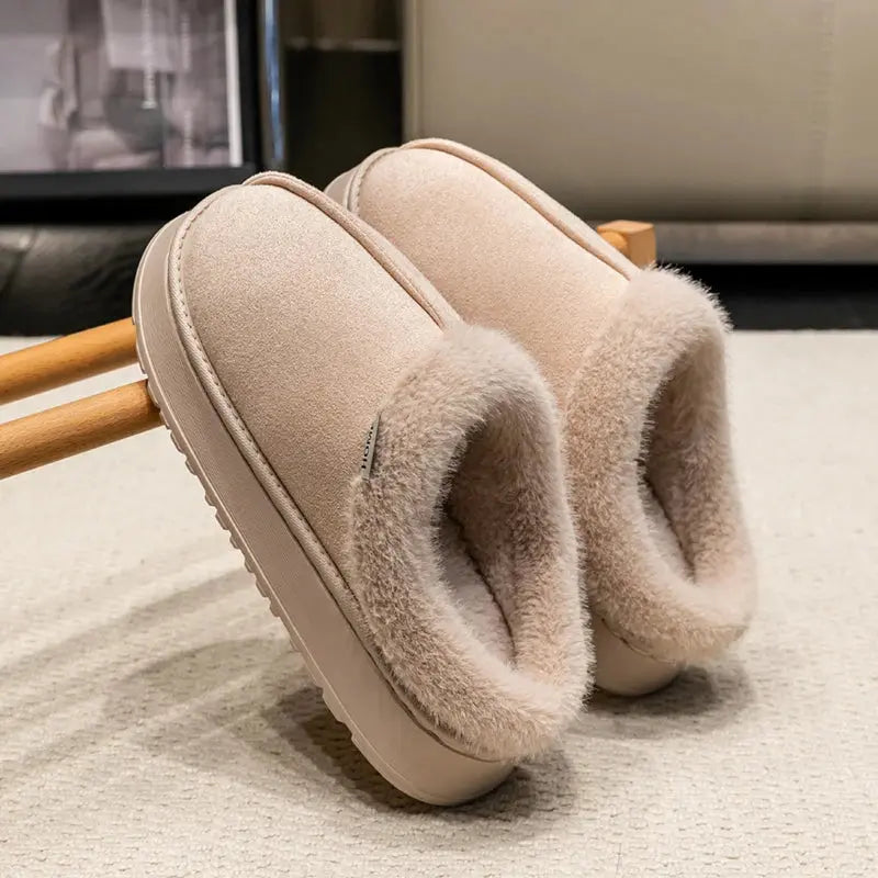 Men's cozy warm fur-lined slippers with thick non-slip sole, ideal indoor winter footwear