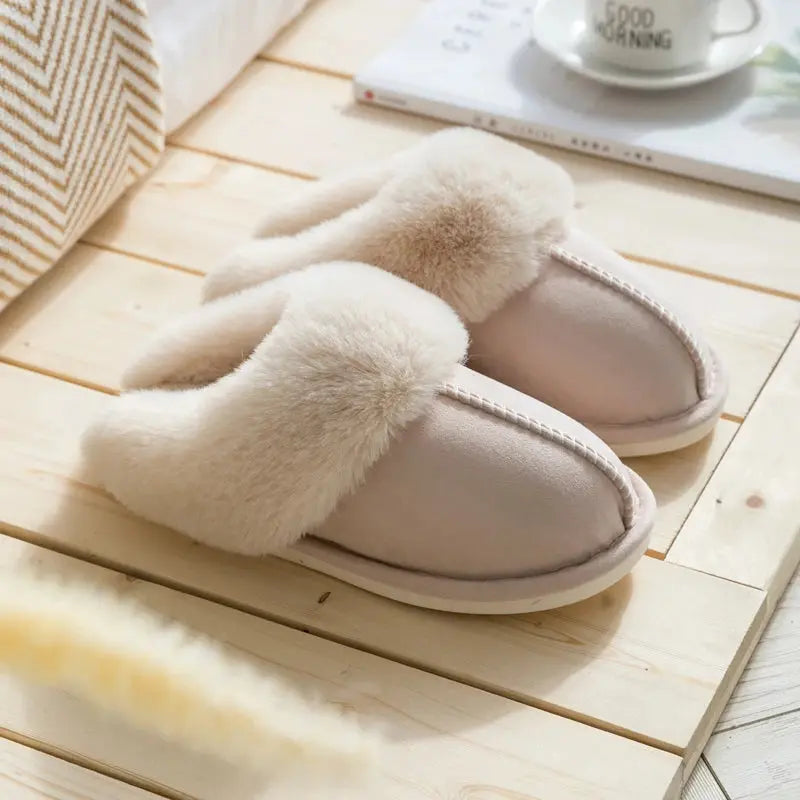 Unisex velvet slippers thick cushioned sole non-slip warm cozy home indoor comfort shoes