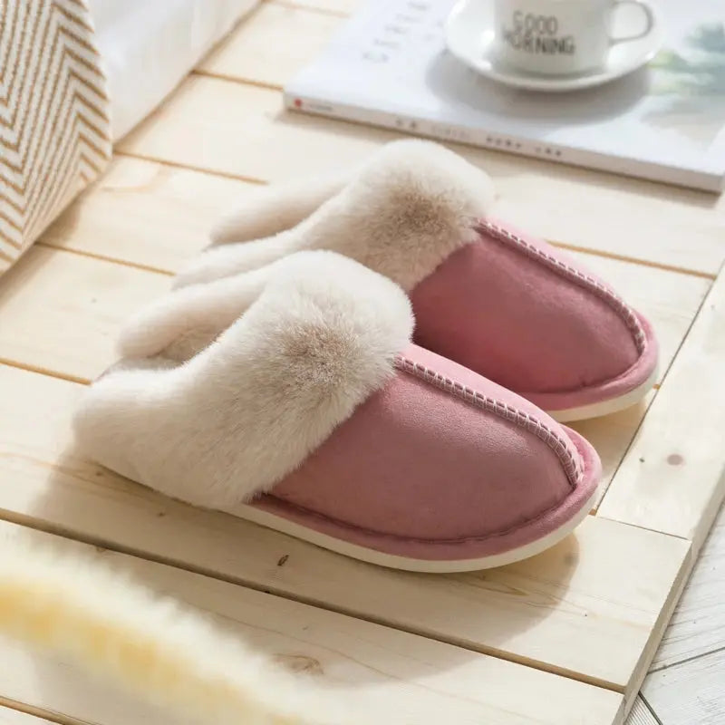 Unisex velvet slippers thick cushioned sole non-slip warm cozy home indoor plush comfort footwear