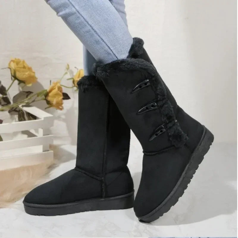 Women's winter snow boots thick sole cozy velvet lining all-weather durable cold weather footwear