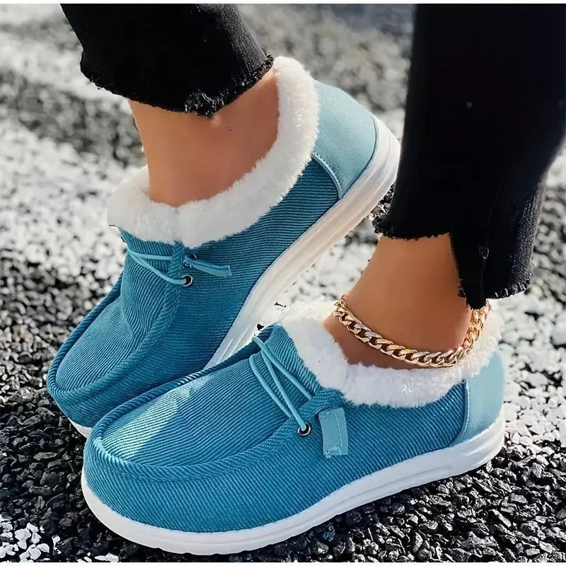 Women's velvet winter shoes with plush lining, cozy silhouette in rich warm-toned comfort style