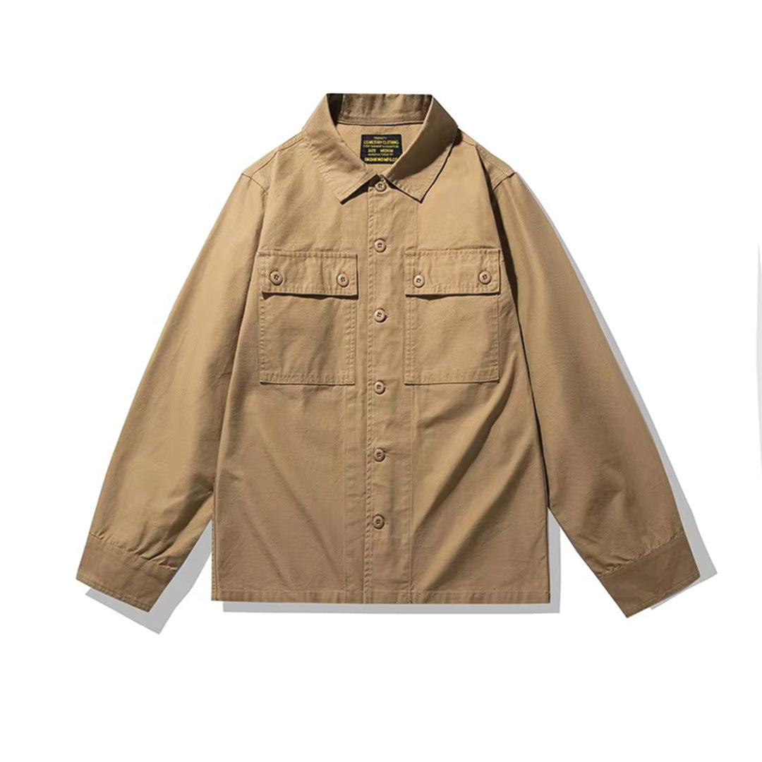 Tiger Stripe camo cotton shirt jacket vintage workwear multi-pocket outdoor layering piece