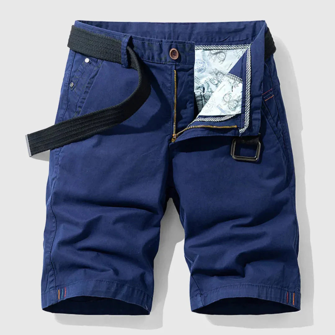 Men's cotton stretch shorts zipper fly floral pocket lining breathable casual summer comfort fit