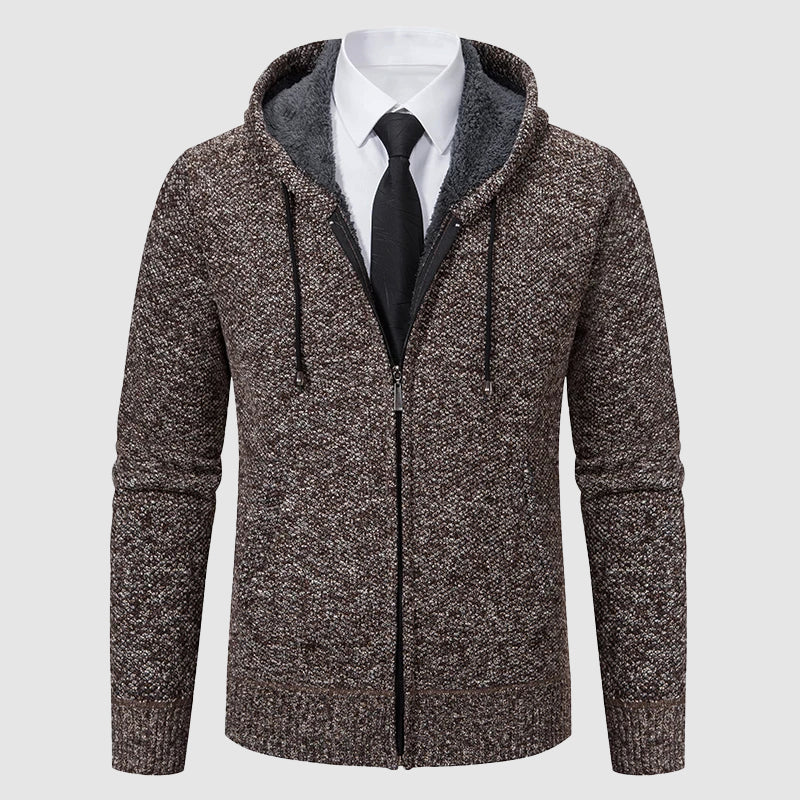 Women's muted tone knit cardigan cotton blend fleece-lined Roberto Russo timeless winter style